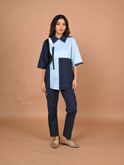 September Spring - Blue The Colorblock Denim Co-Ord (Set of 2)