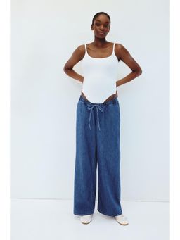 H&M - Women Blue MAMA Denim Drawstring Trouser