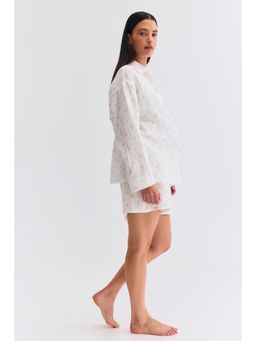 H&M - Women White MAMA Before & After Muslin Shirt & Shorts