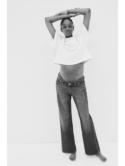 H&M - Women Blue MAMA Wide Low Studded Jeans