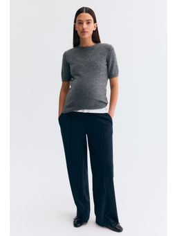 H&M - Women Navy Blue MAMA Before & After Wide Crease-Detail Trouser