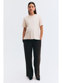 H&M - Women Brown MAMA Before & After Wide Crease-Detail Trouser