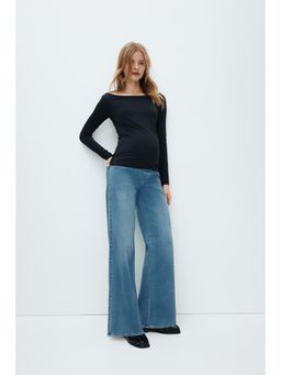 H&M - Women Blue MAMA Superstretch Wide Jeans