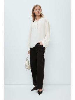 H&M - Women White MAMA Frill-Collared Blouse