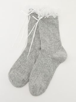 Pomelo - Ribbed Socks - Mid Grey