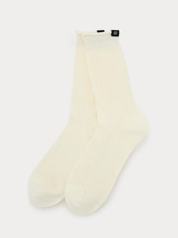 Pomelo - Ruffle Trim Knit Socks - Cream