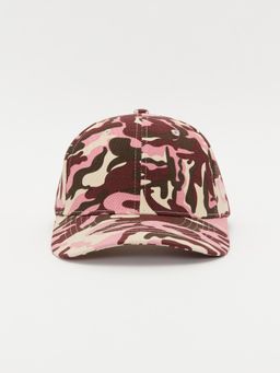 Pomelo - Camouflage Print Cap - Black/Pink