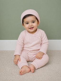 Mi Arcus - Pink Solid Plain Girls Top and Pant with Cap