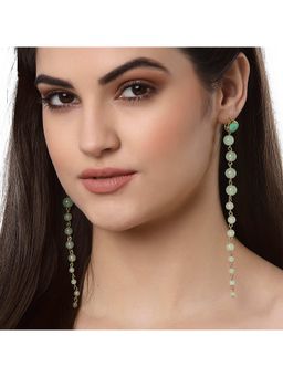 Karatcart - Light Green Beads Long Drop Earrings