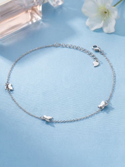 Ornate Jewels - 925 Silver Butterfly Adjustable Anklet For Women & Girls