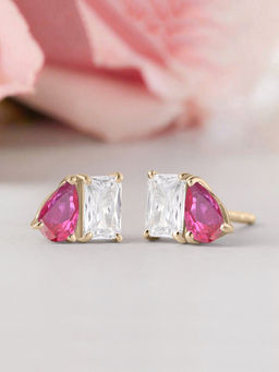 Ornate Jewels - 925 Silver 18K 2 Micron Gold Plated Amethyst Toi Et Moi Stud Earring for Women & Girls
