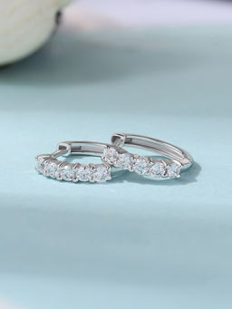 Ornate Jewels - 925 Silver Round American Diamond Glimmering Elegance Hoops Earring for Women & Girls