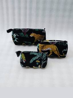 House of Gulab - Black Set of 3 Cosmetic Pouches