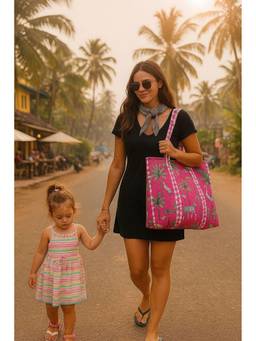 House of Gulab - Pink Animal Printed Quilted Tote Bag