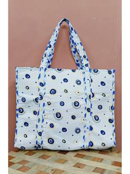 House of Gulab - Multi-Colour Hand block Printed Quilted Tote Bag