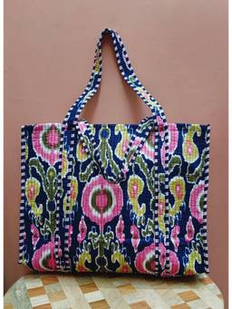 House of Gulab - Multicolor Hand block Printed Quilted Tote Bag