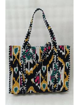 House of Gulab - Multi-Colour Velvet Tote Bag Without Zip With Long Handle