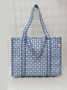 House of Gulab - Blue Hand block Printed Quilted Tote Bag