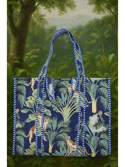 House of Gulab - Black Animal Printed Quilted Tote Bag