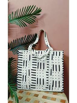 House of Gulab - Multi-Colour Structured Tote Bag Without Zip - 100% Cotton Hand block Printed