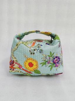 House of Gulab - Green Quilted Floral Printed Hobo Pouch