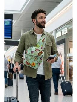 House of Gulab - Green Handcrafted Quilted Cotton One Strap Backpack