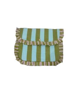 House of Gulab - Green Handcrafted Quilted Passport, Card and Cash Holder