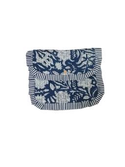 House of Gulab - Blue Handcrafted Quilted Passport, Card and Cash Holder