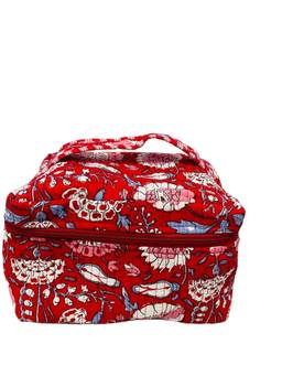 House of Gulab - Red Handcrafted Quilted Makeup Organizer Bag
