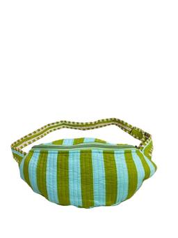 House of Gulab - Green Striped Handcrafted Crossbody Waist Pouch