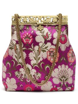 Praccessorii - Silk Brocade Purple Clutch