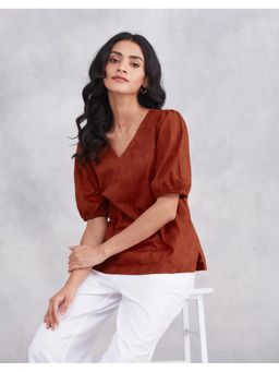 Fabindia - Brown Cotton Cutwork Top