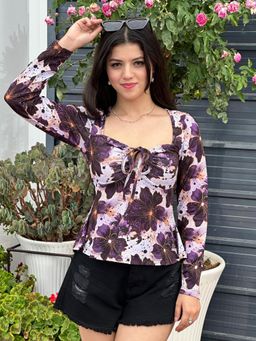 Tandul - Womens Multi-Color Floral Printed Top