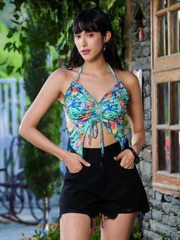 Tandul - Womens Blue Cut Crop Top