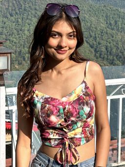 Tandul - Womens Casual Sleeveless Printed Multi-Color Crop Top