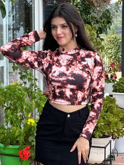 Tandul - Womens Brown Tie Dye Crop Top