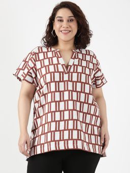 THE PINK MOON - White Cotton Mandarin Neck Tunic