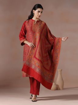 Extra love by Libas - Embellished Silk Blend Straight Kurta for Women - Pink