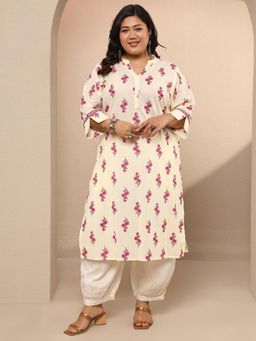 Extra love by Libas - Printed Cotton Straight Kurta for Women - Pink