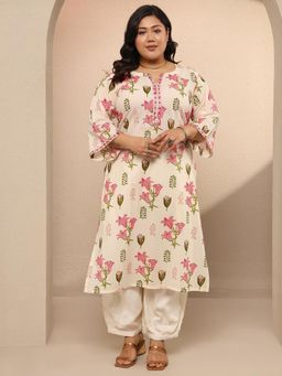 Extra love by Libas - Floral Printed Cotton Straight Kurta for Women