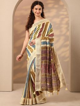 Libas - Woven Design Silk Blend Saree with Unstitched Blouse