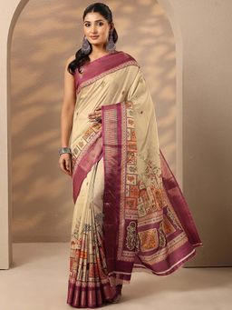 Libas - Handloom Silk Blend Saree with Unstitched Blouse