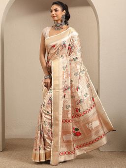 Libas - Handloom Silk Blend Saree with Unstitched Blouse