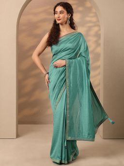 Libas - Embellished Silk Blend Saree with Unstitched Blouse