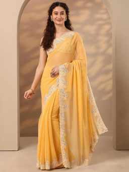 Libas - Embellished Silk Blend Saree with Unstitched Blouse