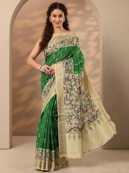 Libas - Woven Design Silk Blend Saree with Unstitched Blouse