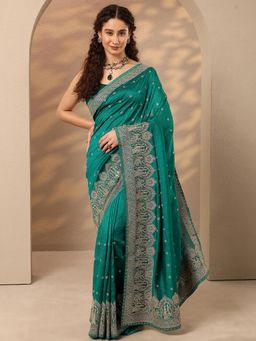 Libas - Embroidered Pure Georgette Saree with Unstitched Blouse