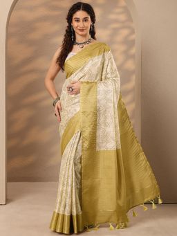 Libas - Floral Woven Silk Blend Saree with Unstitched Blouse