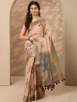 Libas - Printed Silk Blend Saree with Unstitched Blouse