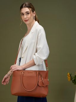 Caprese - Women Lexi Tan Padded Laptop Bag with Detachable Strap